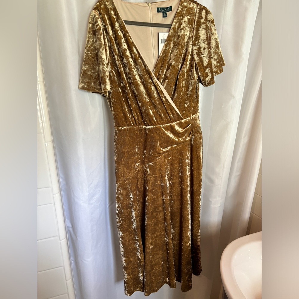 Ralph Lauren Gold Velvet Dress - 10